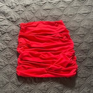 Small Womens Ruched Red Mini Skirt